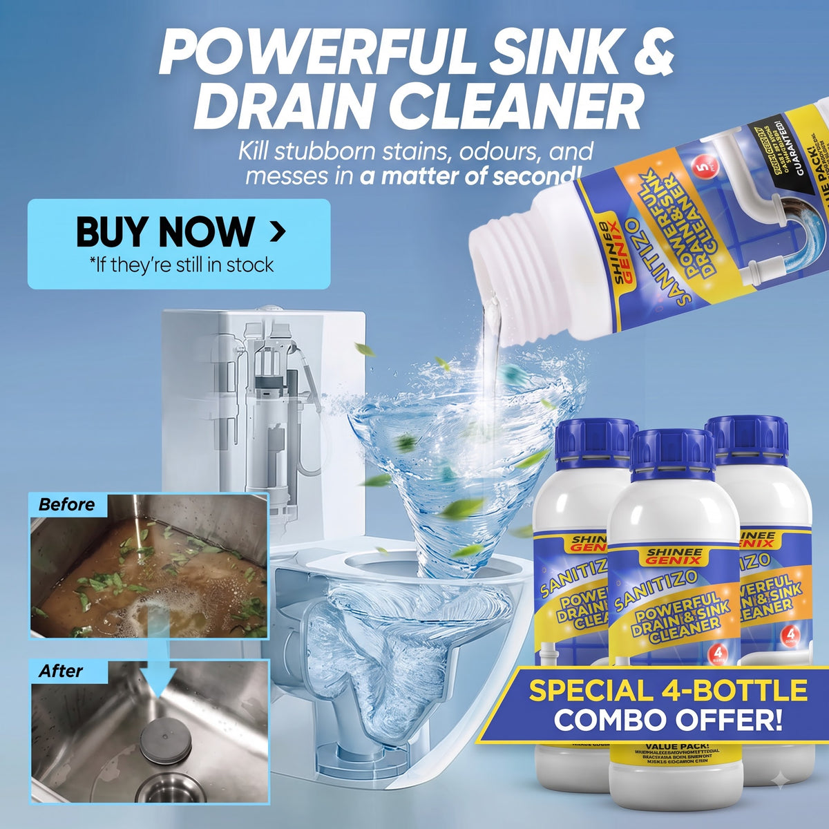 Powerful Sink & Drain Cleaner - Buy 1 Get 3 Free