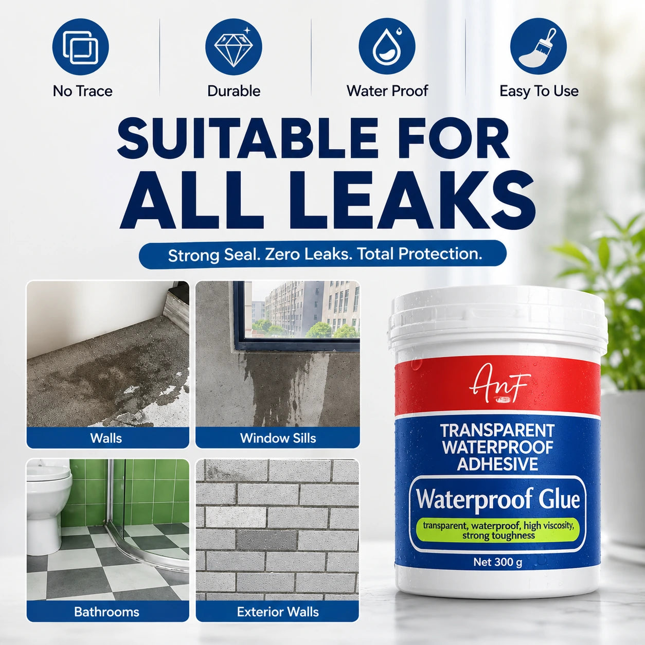 Buyjon™ - Transparent     Waterproof Glue + Free Brush © ( BUY 1 GET 1 FREE )